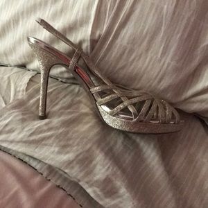 Gold sparkly heels